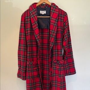 Pendleton Red and Green Cape with Notched Lapel